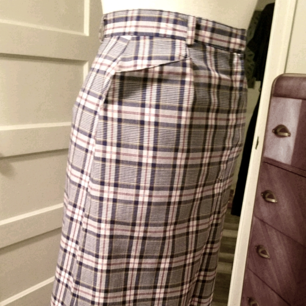 Plaid rockabilly vntg pencil skirt